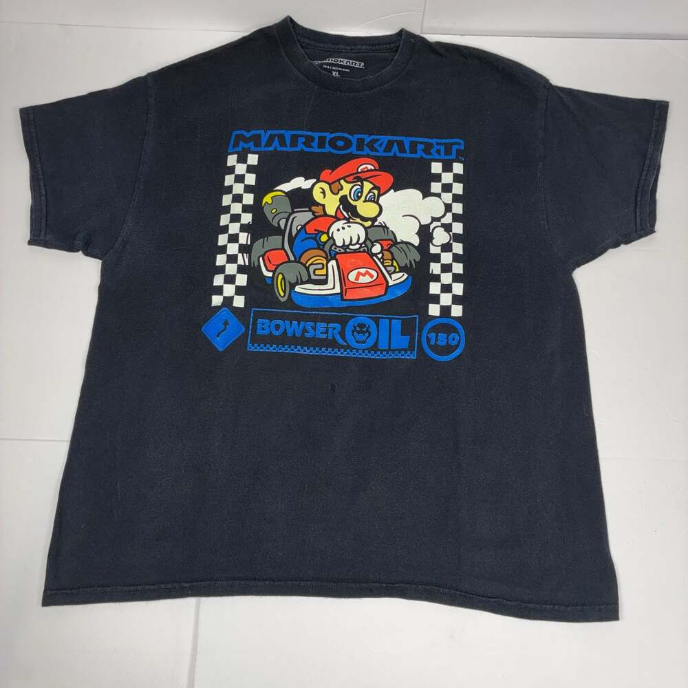 Nintendo Men Mario Kart Bowser Oil Mario Graphic T-Shirt Black XL